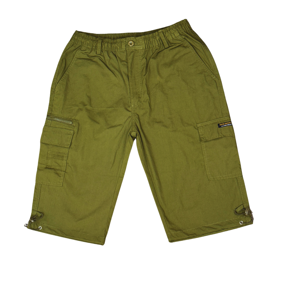 Men’s 3/4 Cargo Shorts – Knee-Length Utility Shorts with Pockets & Drawstring Hem