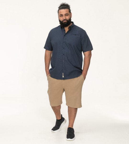 NORWICH-D555 S/S Micro Ao Print Shirt With Hidden Button Down Collar & Pocket