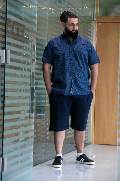 NORWICH-D555 S/S Micro Ao Print Shirt With Hidden Button Down Collar & Pocket