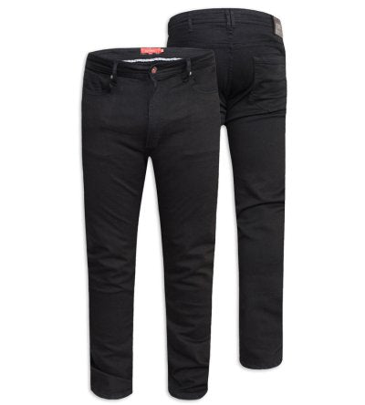 CLAUDE-D555 Tapered Fit Stretch Jeans In Black