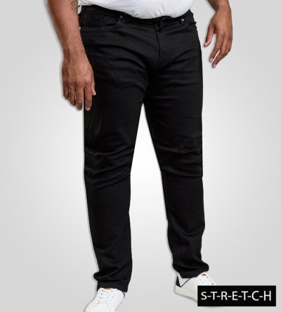 CLAUDE-D555 Tapered Fit Stretch Jeans In Black