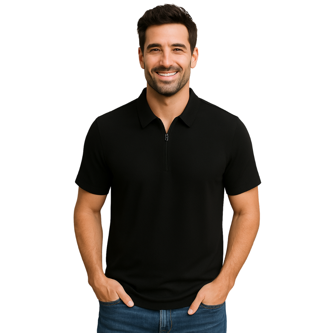 Men’s Performance Polo Shirt – Quick Dry Zip Neck Sports Top