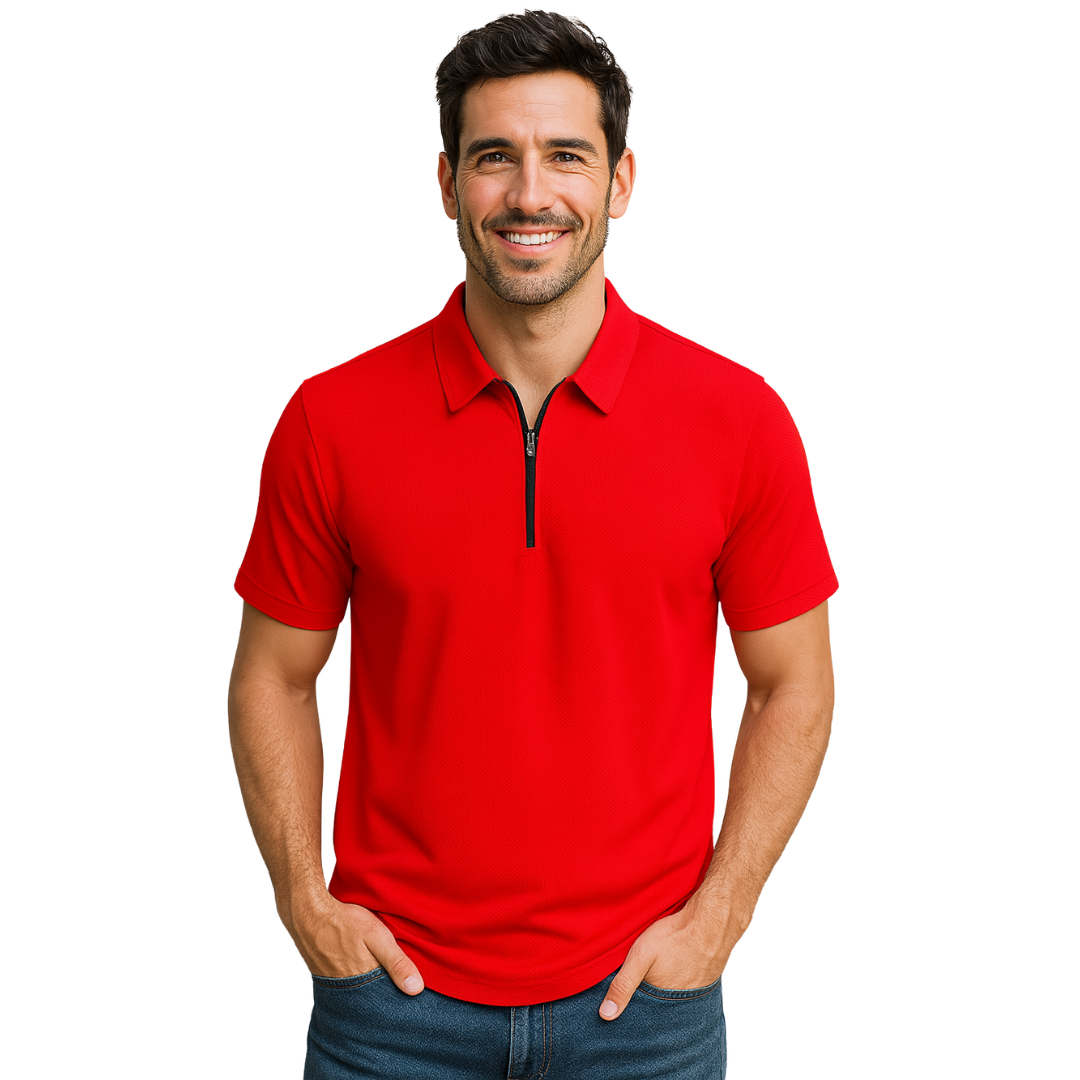 Men’s Performance Polo Shirt – Quick Dry Zip Neck Sports Top