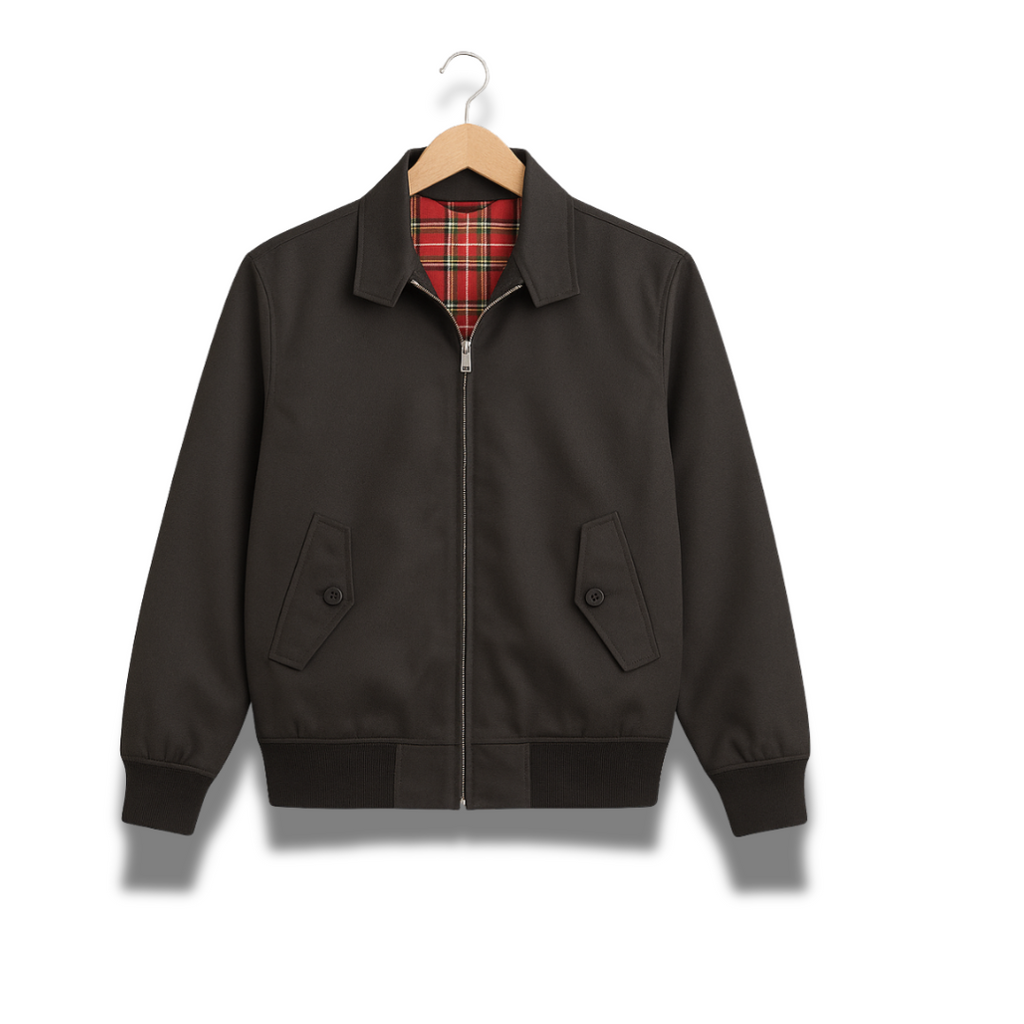Men’s Classic Harrington Jacket – Tartan Lining, Lightweight Casual Outerwear