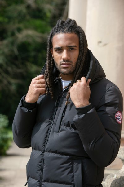 DOMENIC-D555 Quilted Puffer Jacket With Half Micro Fleece Lining And Hood