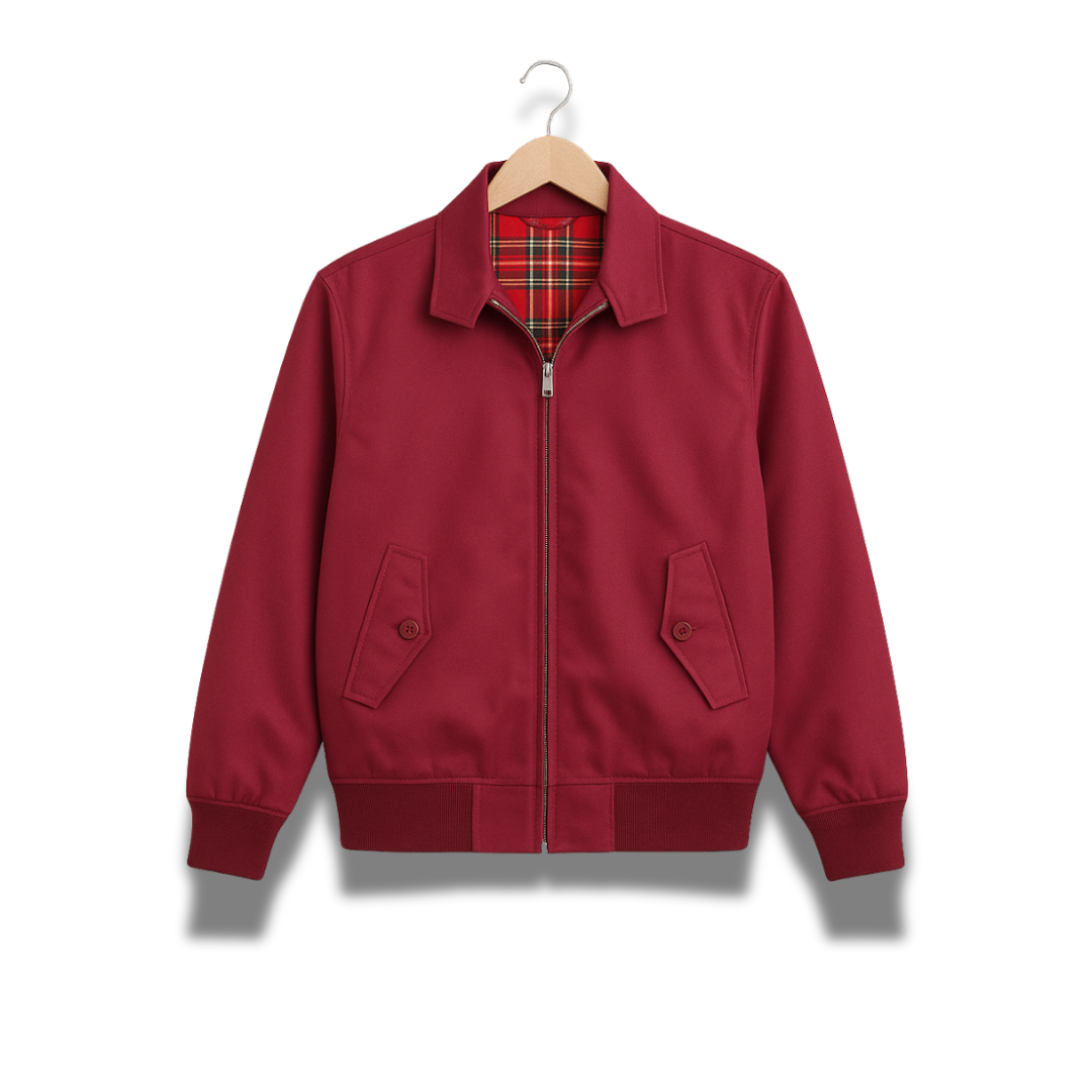 Men’s Classic Harrington Jacket – Tartan Lining, Lightweight Casual Outerwear