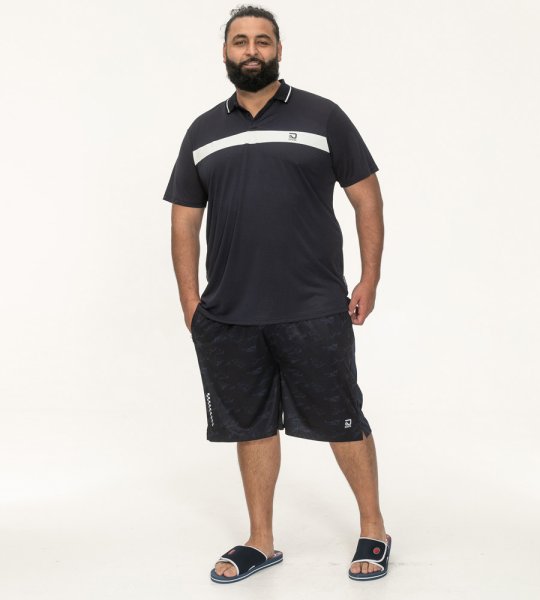 HINCKLEY-D555 Stretch Polo With Printed Chest And Contrast Colour Tipping On Collar