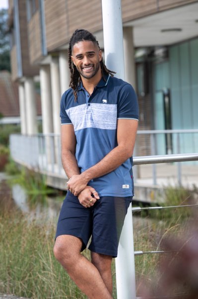 LEEDS-D555 Cut And Sew Polo With Jacquard Collar And Cuffs