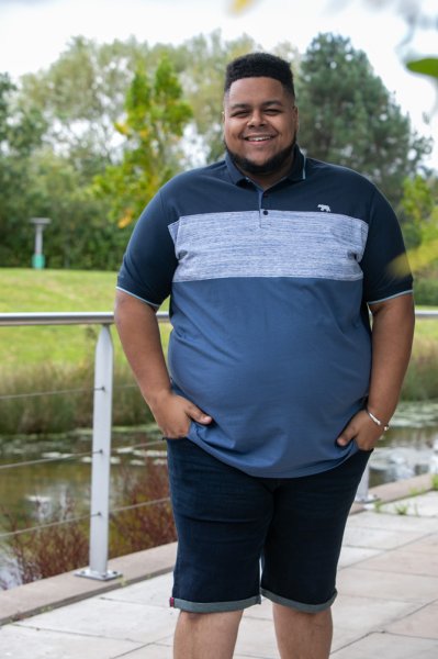 LEEDS-D555 Cut And Sew Polo With Jacquard Collar And Cuffs