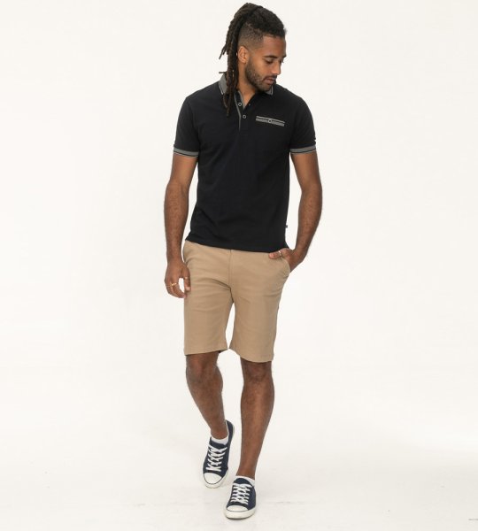 ILKESTON-D555 Jacquard Collar And Cuff Short Sleeve Pique Polo With Chest Pocket