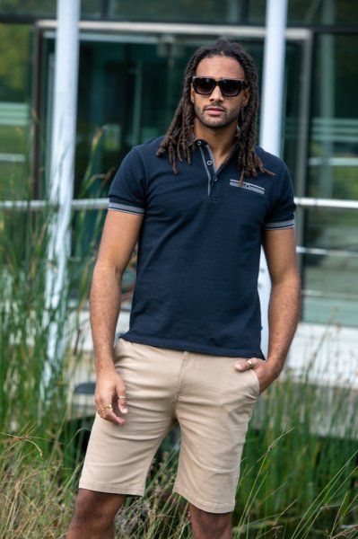 ILKESTON-D555 Jacquard Collar And Cuff Short Sleeve Pique Polo With Chest Pocket