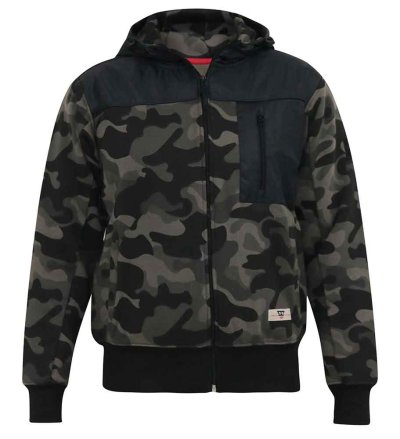 GRENDON-D555 AOP Camo Full Zip Through Hoody With Ripstop Trim
