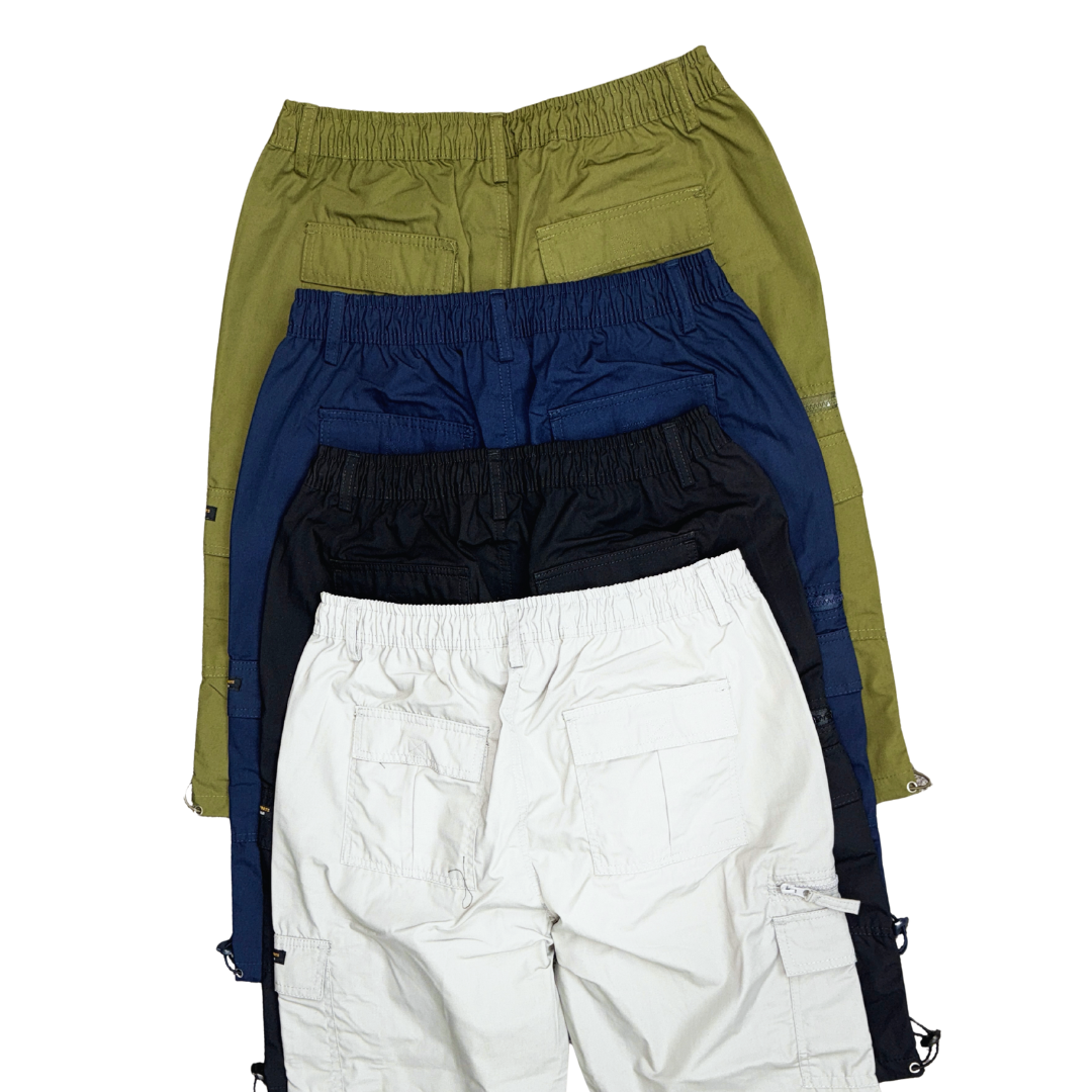 Men’s 3/4 Cargo Shorts – Knee-Length Utility Shorts with Pockets & Drawstring Hem