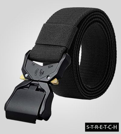 DALE 1-D555 Black Tactical Stretch Webbing Belt With Heavy Duty Quick Release Buckle