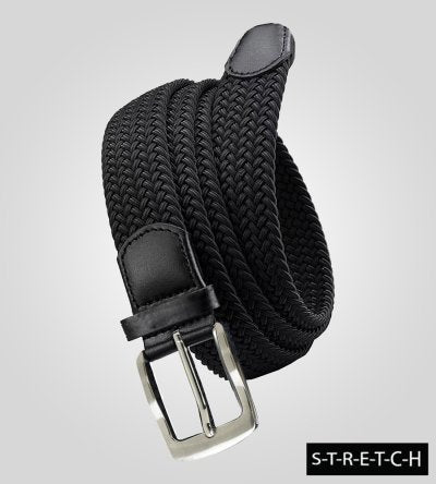 SIMON-D555 Stretch Braided Belt - Black | Sizes S-6XL