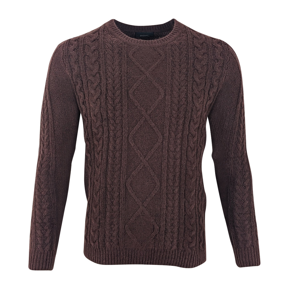 ONZIZO Men's Cable Knit Ajra Jumper - Crew Neck Pullover