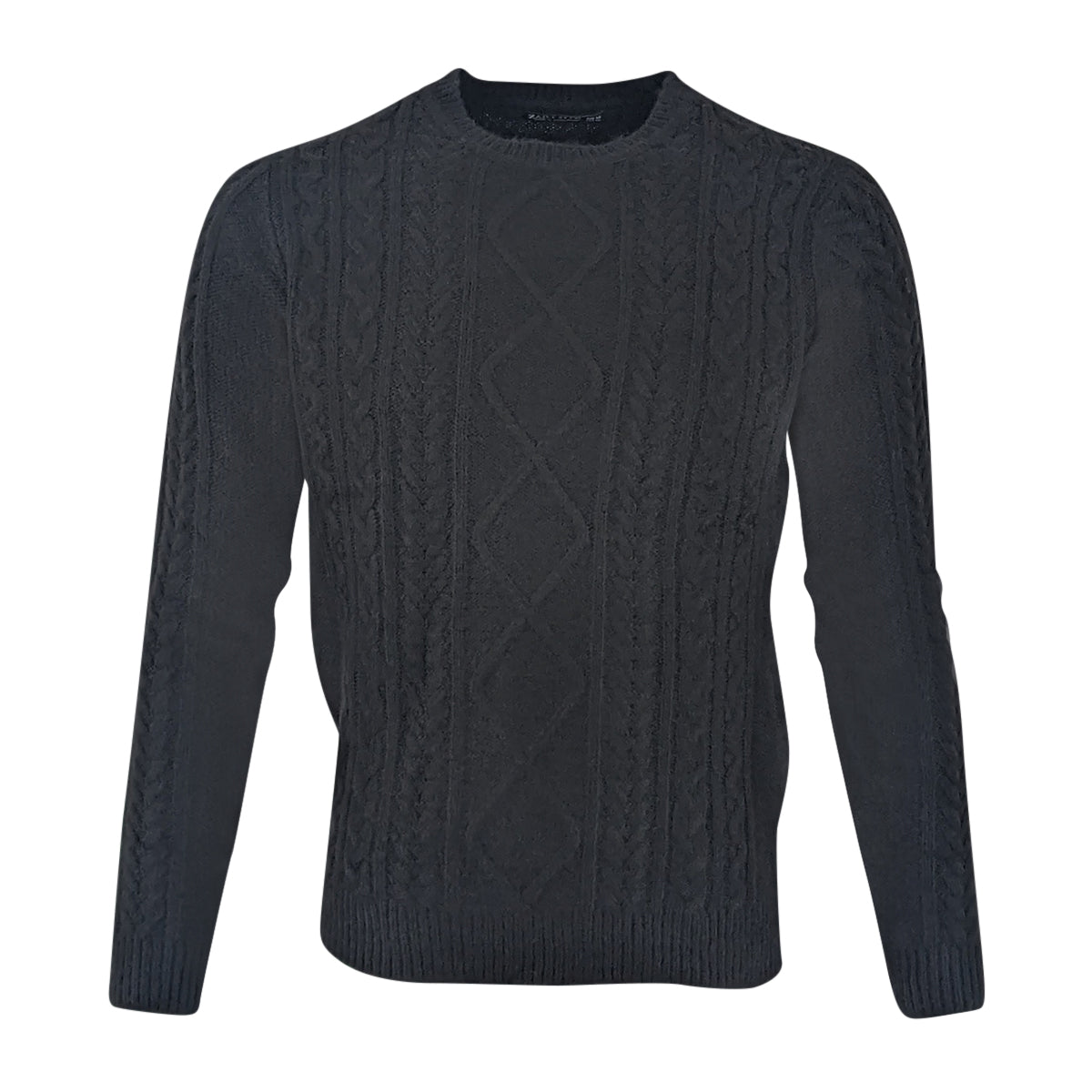 ONZIZO Men's Cable Knit Ajra Jumper - Crew Neck Pullover