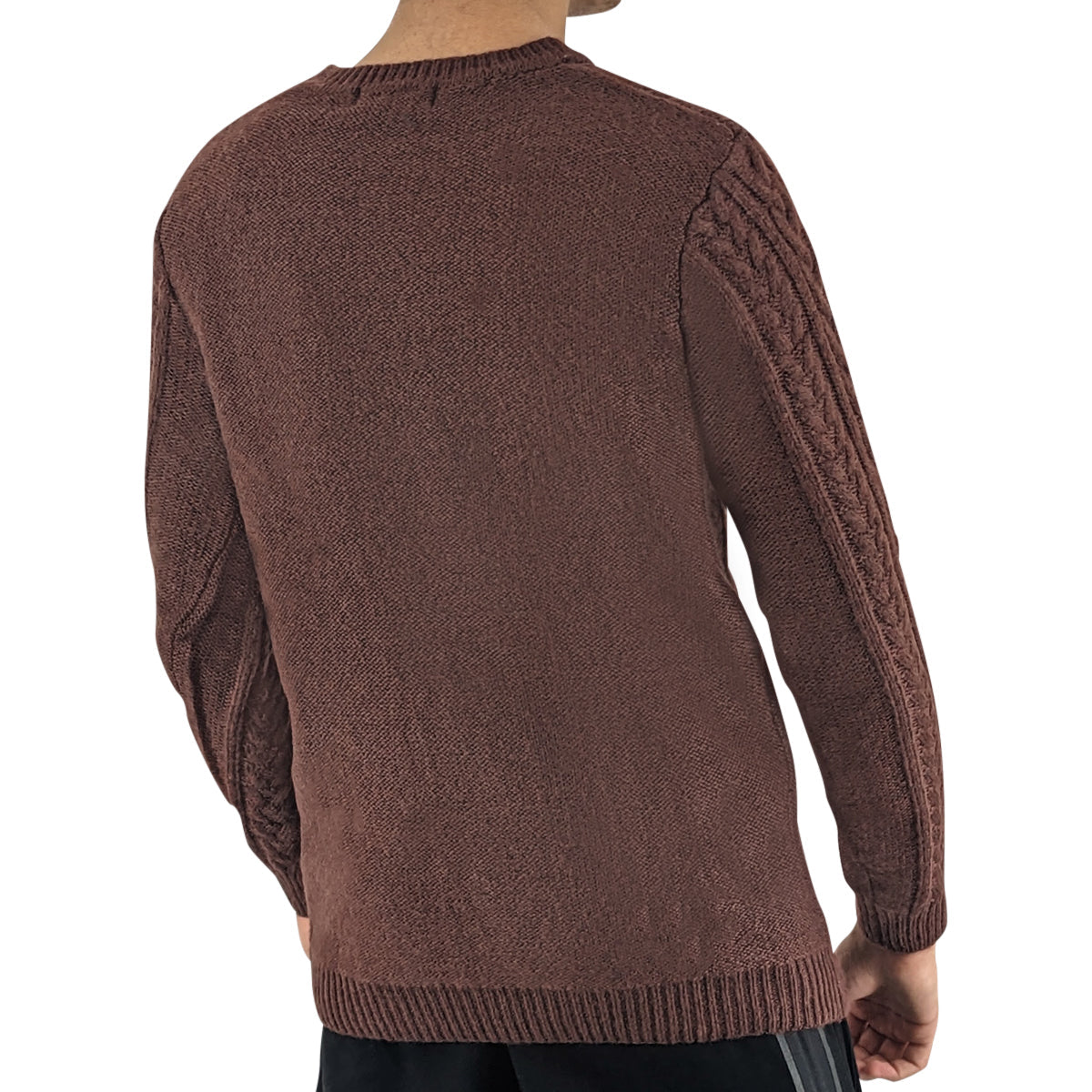 ONZIZO Men's Cable Knit Ajra Jumper - Crew Neck Pullover
