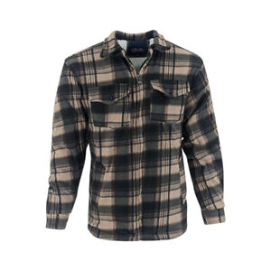 Male Padded-Shirts Quilted Fleece Lumberjack Shirt Top Coats Jackets