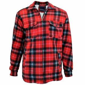 Male Padded-Shirts Quilted Fleece Lumberjack Shirt Top Coats Jackets