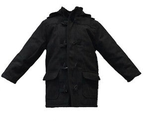 Kids plain black Casual smart Mid length Coat