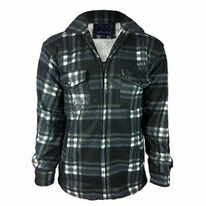 Male Padded-Shirts Quilted Fleece Lumberjack Shirt Top Coats Jackets