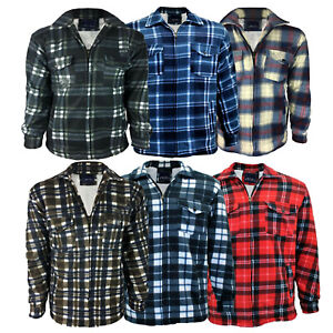 Male Padded-Shirts Quilted Fleece Lumberjack Shirt Top Coats Jackets