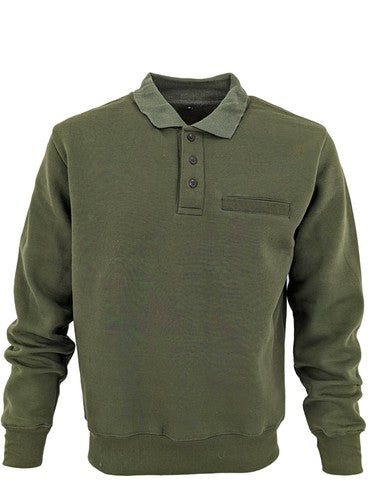 men's Pullover Sweatshirt collared neck chest pocket