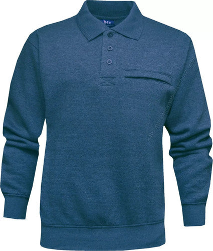 men's Pullover Sweatshirt collared neck chest pocket