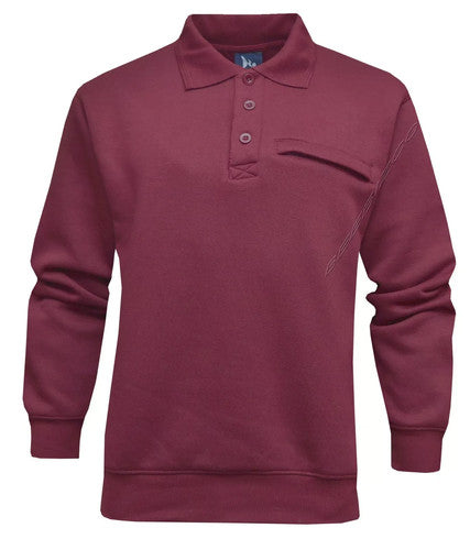 men's Pullover Sweatshirt collared neck chest pocket