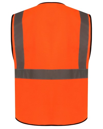 HI VIZ VIS Zip UP Vest Waistcoat with Multi Pockets Phone and ID Pockets