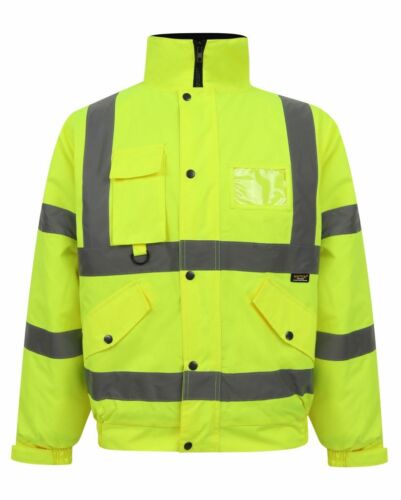 Men's Hi Viz High Vis Visibility Bomber Work Jacket Coat
