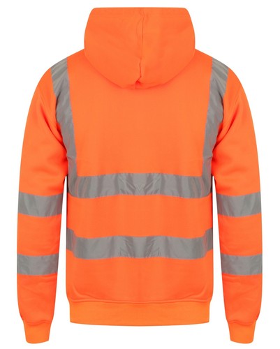 Hi Vis High Visibility Sweatshirt Pull Over Hooded Jumper Fleece Workwear Hoodie