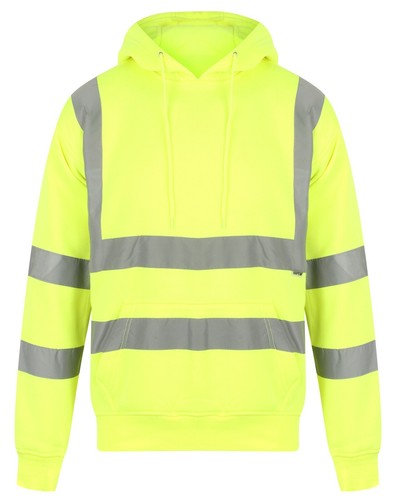 Hi Vis High Visibility Sweatshirt Pull Over Hooded Jumper Fleece Workwear Hoodie