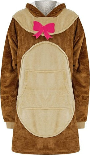 Unisex Kid's and Adults Oversized Christmas Fleece Lined Hoodie Blanket