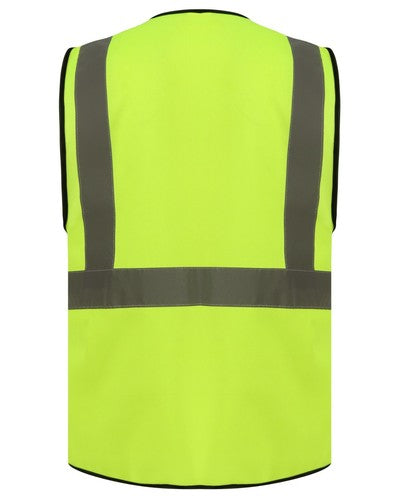HI VIZ VIS Zip UP Vest Waistcoat with Multi Pockets Phone and ID Pockets