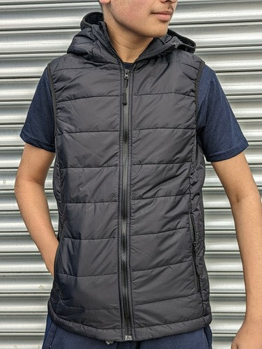 Men's Sleeveless HOODED GILET Bodywarmer Puffer Straight-lined quilted Gilet