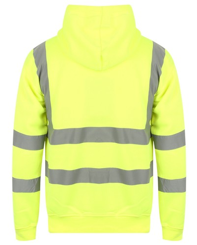 Hi Vis High Visibility Sweatshirt Pull Over Hooded Jumper Fleece Workwear Hoodie