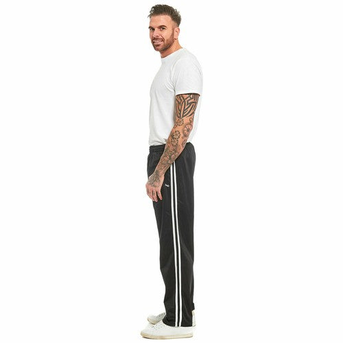 Men's Silky Striped Logo Plain Bottoms Trousers Pants Jogging Casual Sports Gym