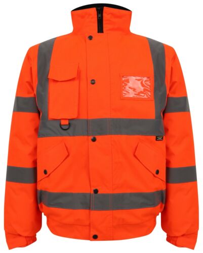 Men's Hi Viz High Vis Visibility Bomber Work Jacket Coat