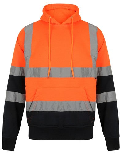 Hi Vis High Visibility Sweatshirt Pull Over Hooded Jumper Fleece Workwear Hoodie