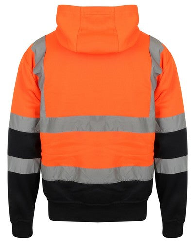 Hi Vis High Visibility Sweatshirt Pull Over Hooded Jumper Fleece Workwear Hoodie