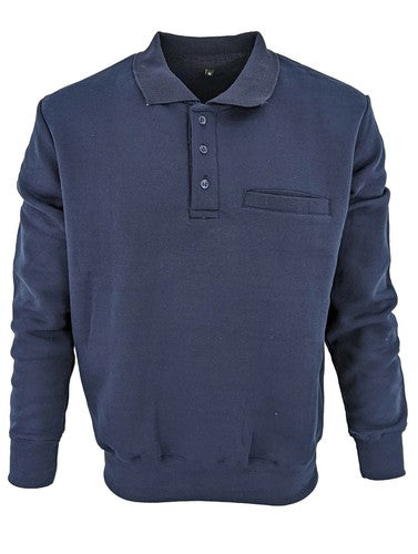 men's Pullover Sweatshirt collared neck chest pocket