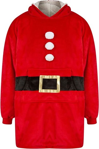 Unisex Kid's and Adults Oversized Christmas Fleece Lined Hoodie Blanket