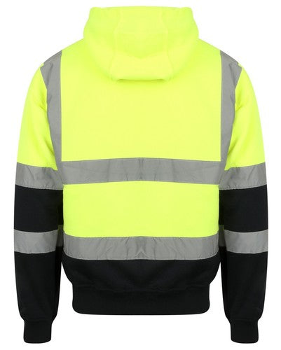 Hi Vis High Visibility Sweatshirt Pull Over Hooded Jumper Fleece Workwear Hoodie