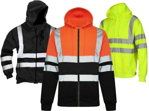 Men's Hi-Viz reflective zipper hooded hoodie's