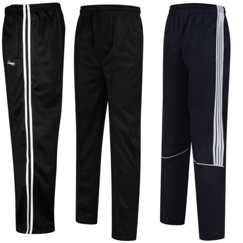 Men's Silky Plain Bottoms Open Hem Jogging Casual Sports Gym Wear