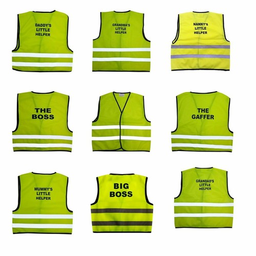 Kids High Visibility Hi Viz Safety Vest Top Hi Vis Baby Waistcoat SLOGANS/PRINTS