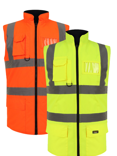 Men's premium HI-VIZ Gillet reversible waterproof work wear