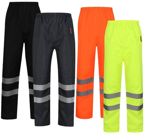 Hi Viz Waterproof Over Trousers High Vis Visibility Elasticated Pants
